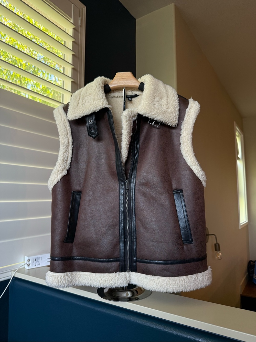H&M Cream Faux-Shearling Vest